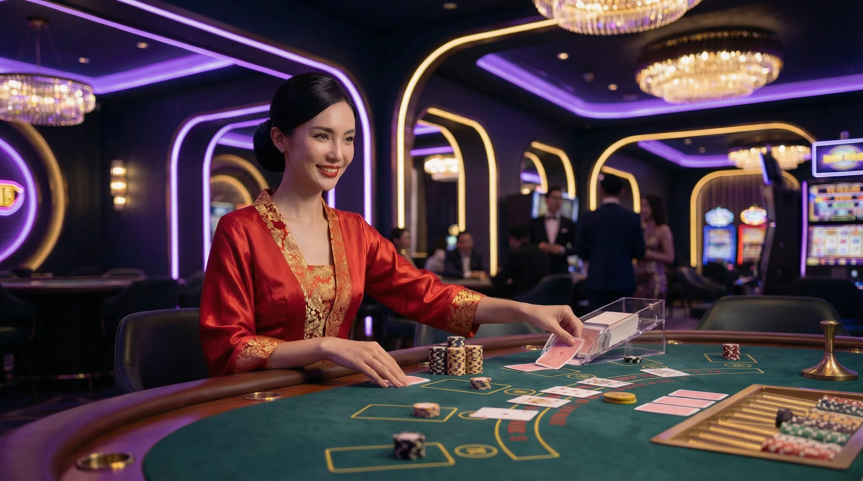 Mesa de bacará mgmbet casino com dealer profissional