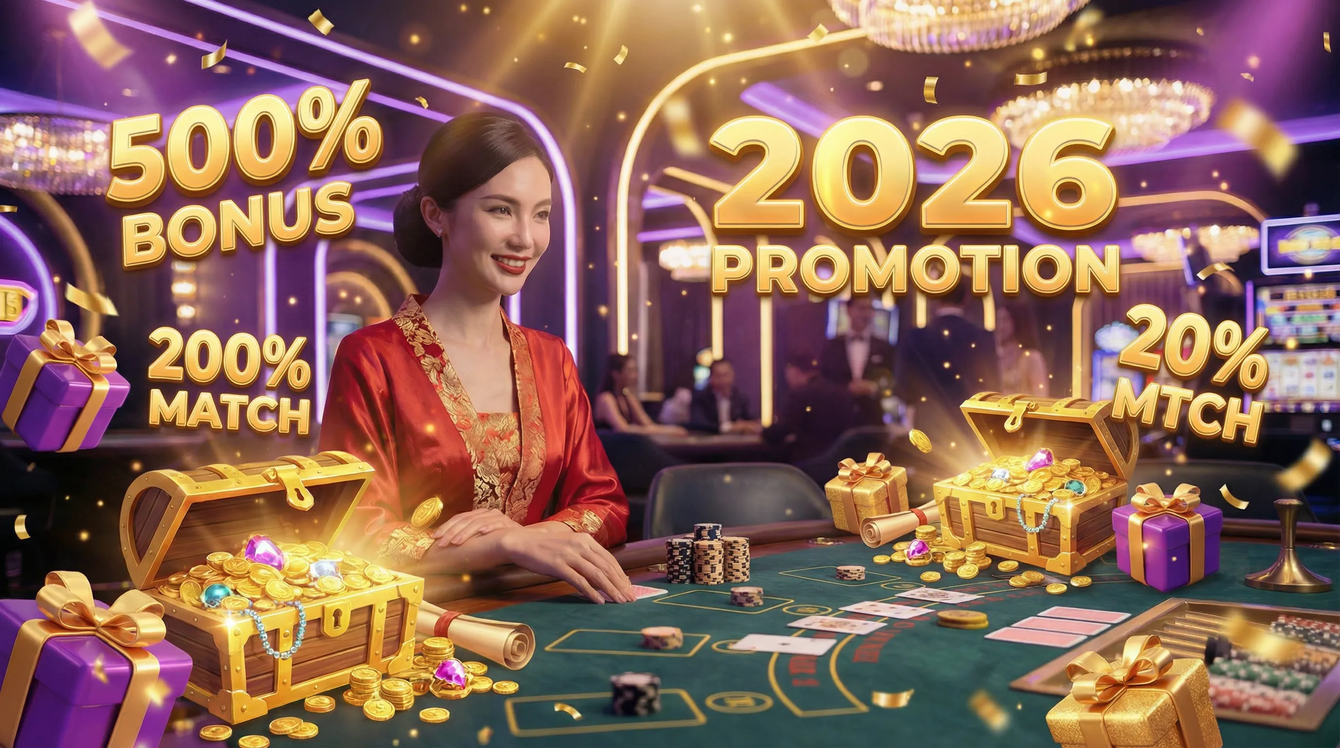 Promoções e bônus mgmbet casino 2026 com baús de tesouro e moedas